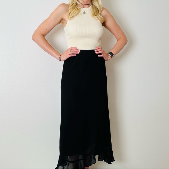 Vintage Metaphor black chiffon tulip hem skirt long maxi - Picture 5 of 6